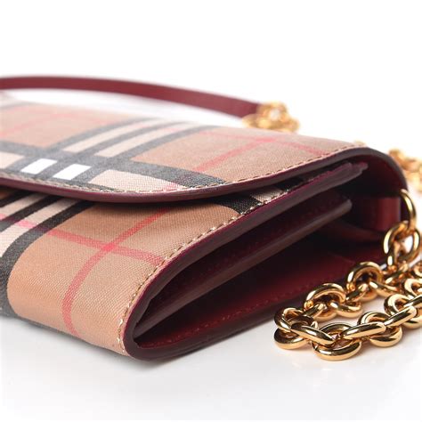 BURBERRY Vintage Check Henley Wallet On Chain Crimson 